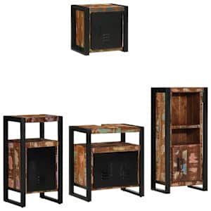 vidaXL Vannitoa m&ouml;&ouml;bleset 4 tk Mitmev&auml;rviline ja Must 55 x 35 x 60 cm
