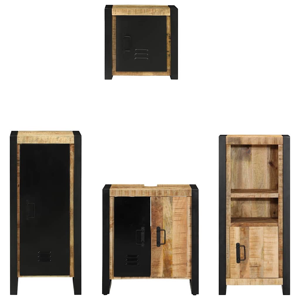 Badkamermeubelset 4 pcs Bruin en zwart Massief Mango Hout image 8
