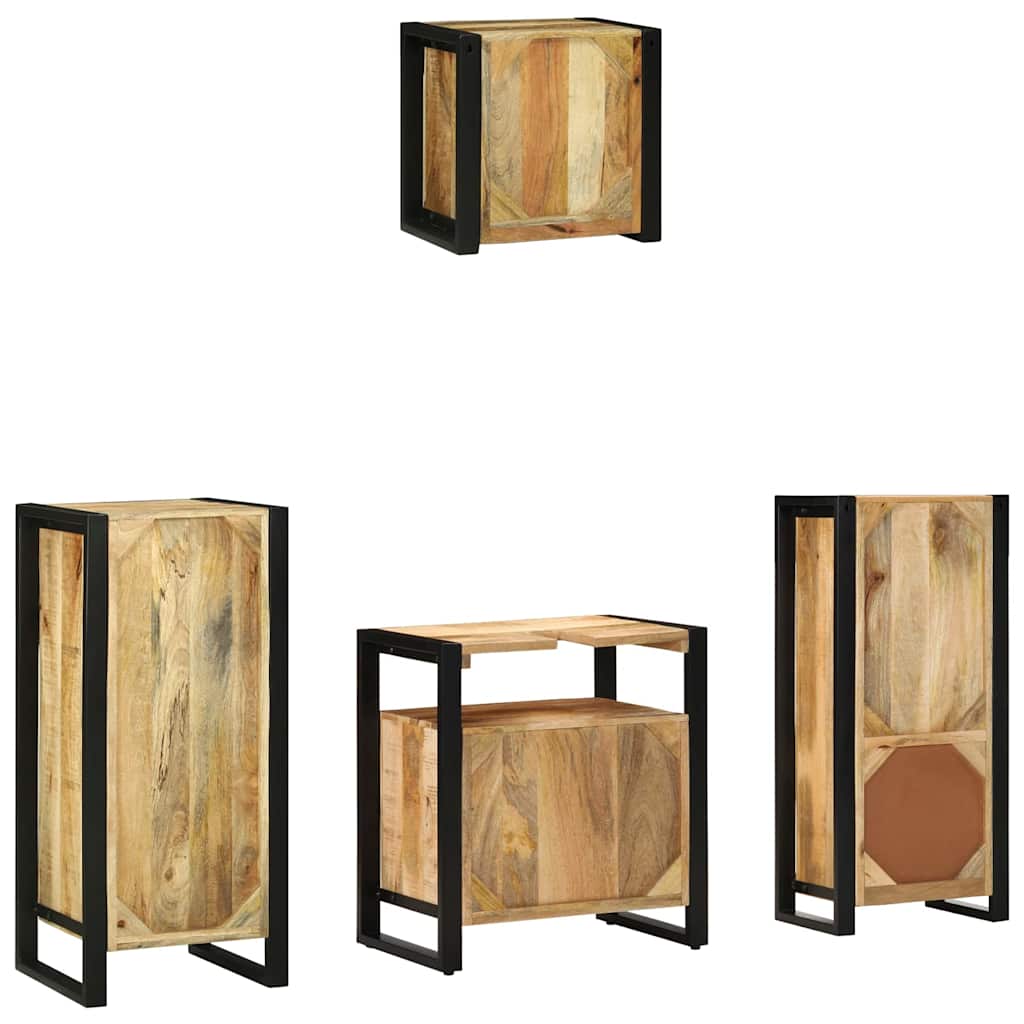 Badkamermeubelset 4 pcs Bruin en zwart Massief Mango Hout image 9