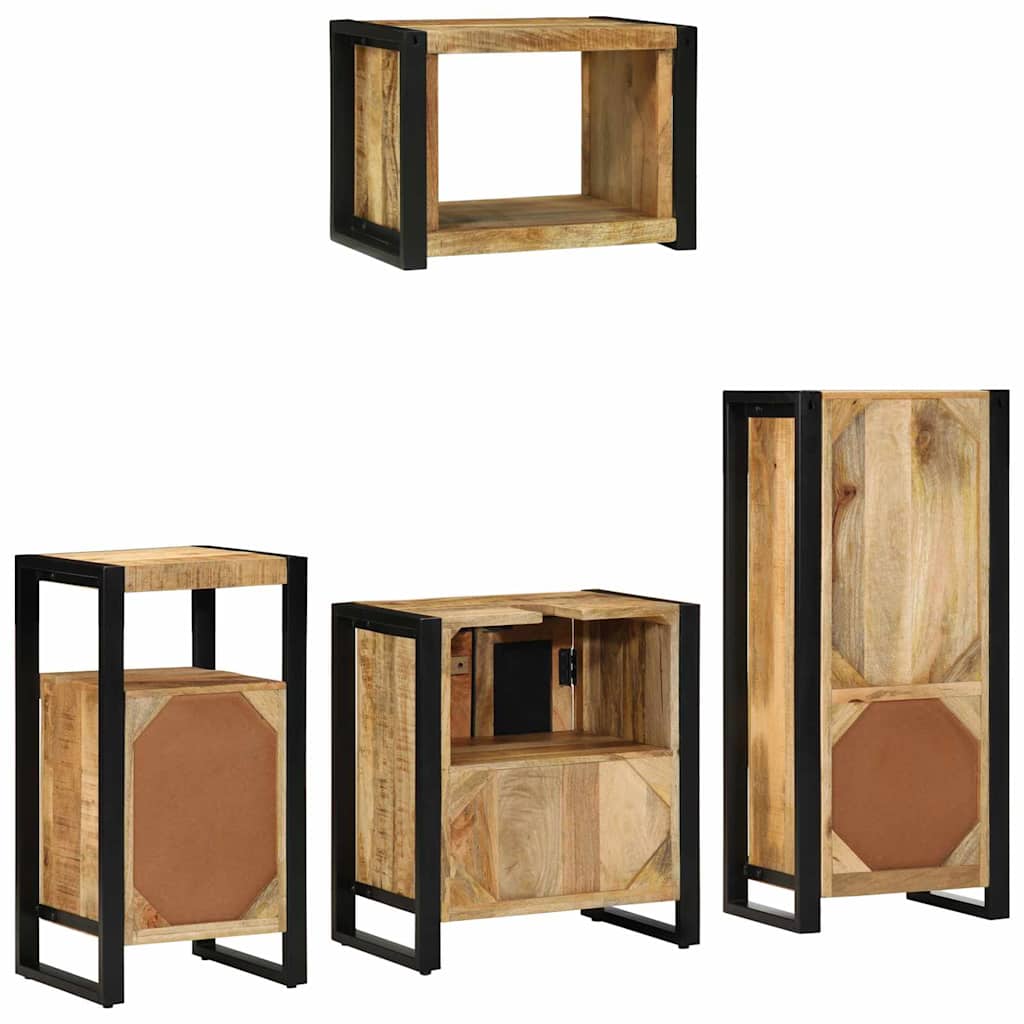Badkamermeubelset 4 pcs Bruin en zwart Massief Mango Hout image 10
