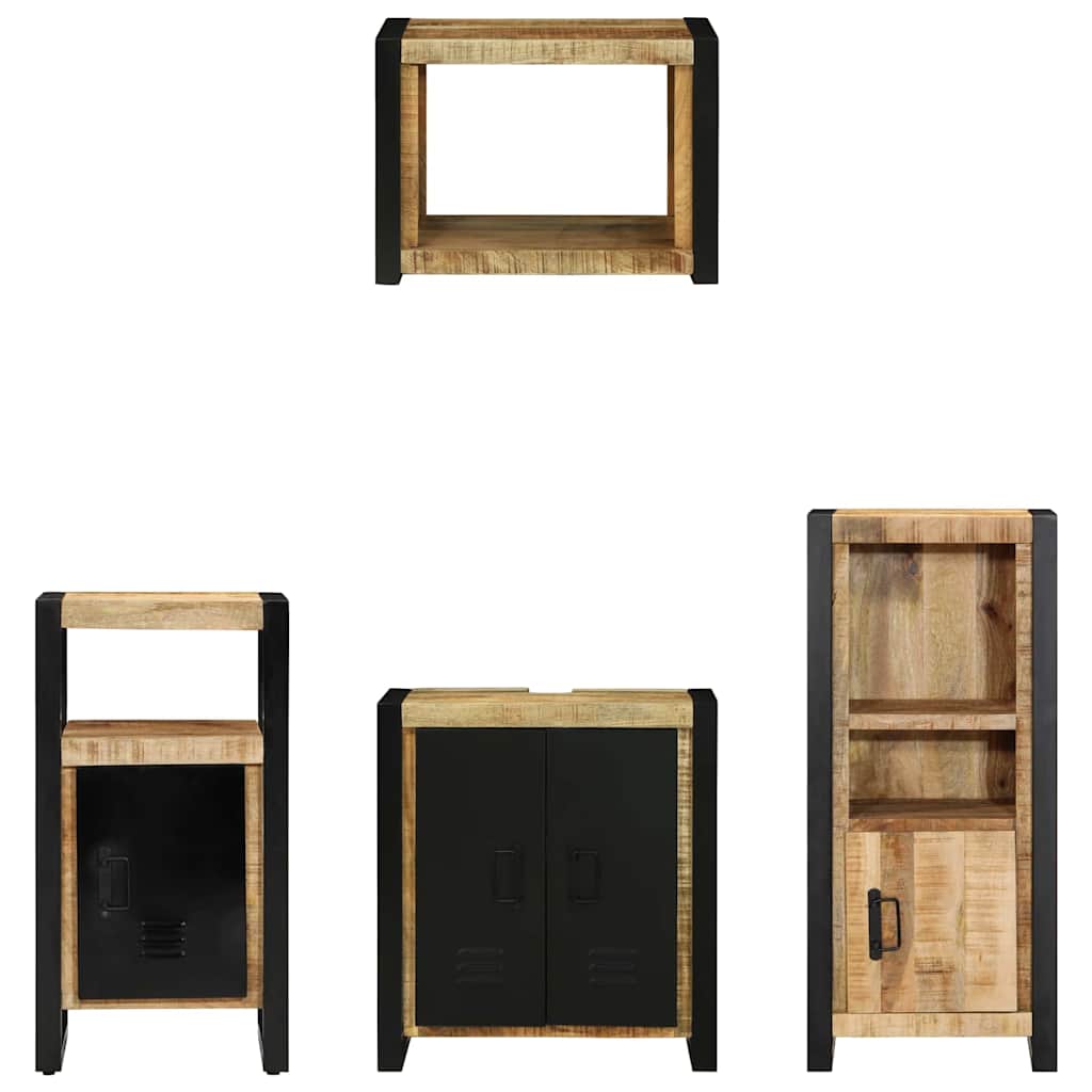 Badkamermeubelset 4 pcs Bruin en zwart Massief Mango Hout image 8