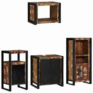 Komplet pohištva za kopalnico 4 pcs Trdna obnovljena les