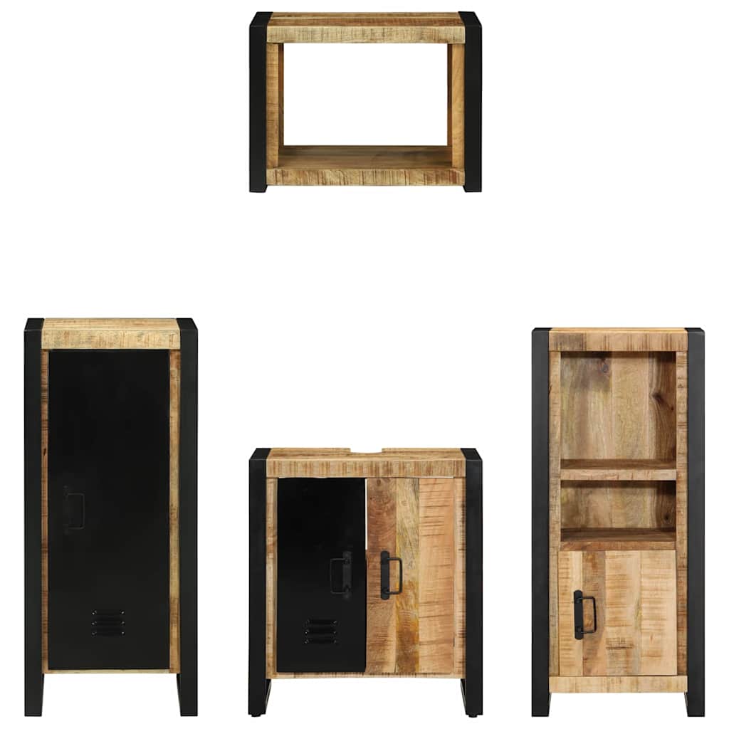Badkamermeubelset 4 pcs Bruin en zwart Massief Mango Hout image 8