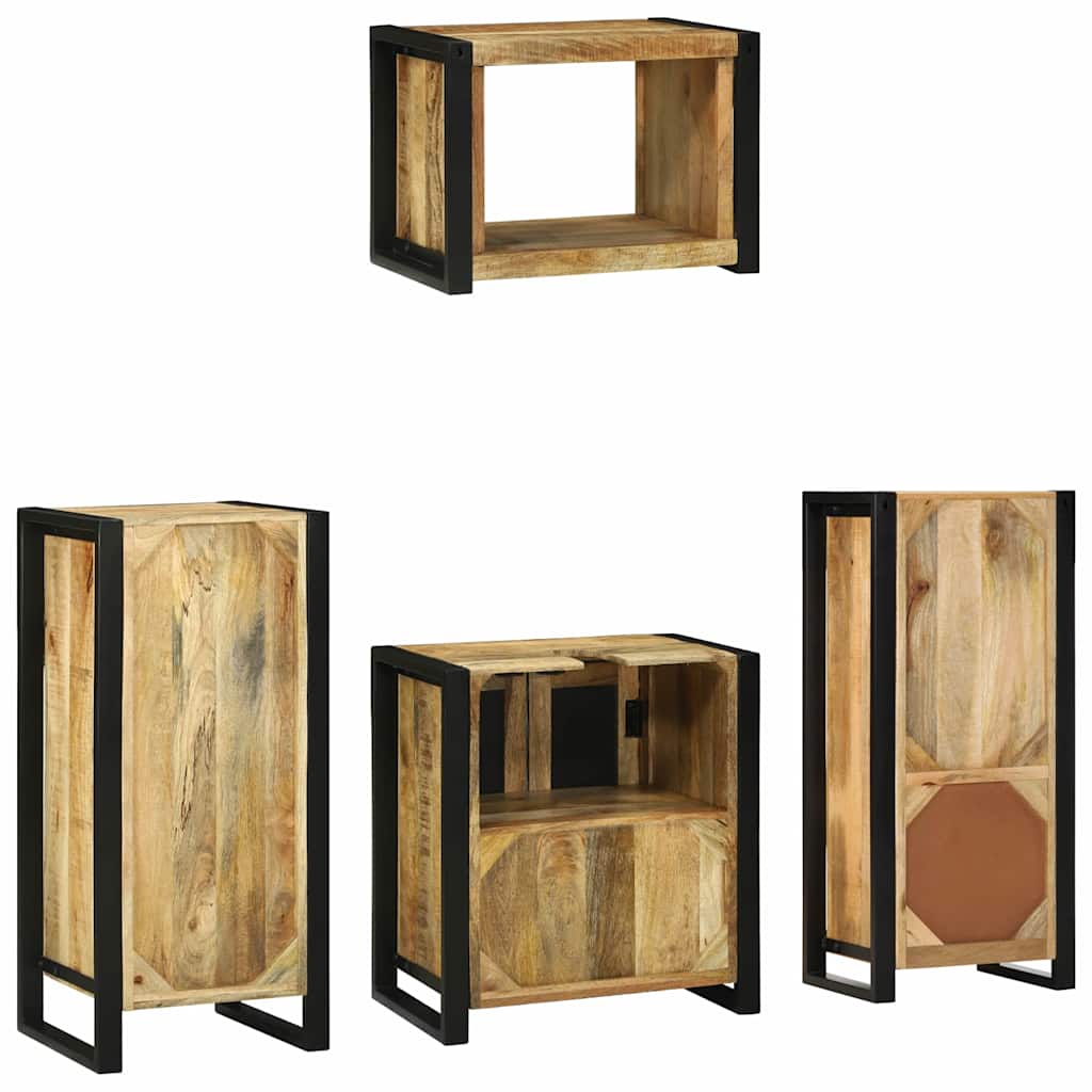Badkamermeubelset met plank 4 pcs Bruin Massief Gerecycled Hout image 9