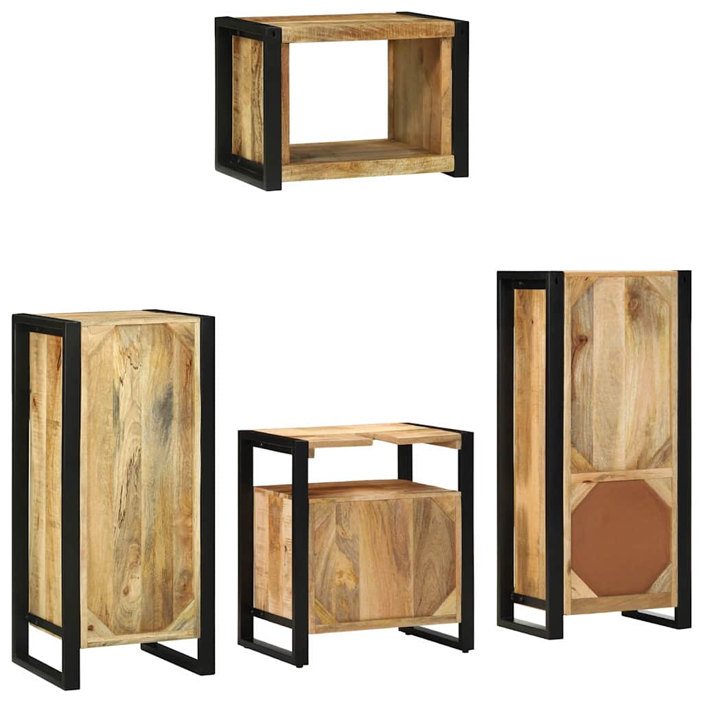 Badkamermeubelset 4 pcs Bruin en zwart Massief Mango Hout image 9
