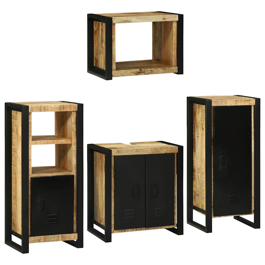 vidaXL Badkamermeubelset Wandgemonteerd 4 pcs Bruin Massief Mango Hout