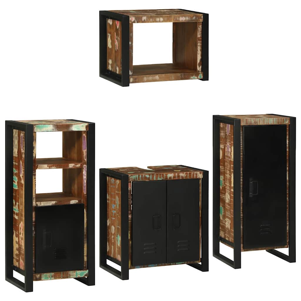 vidaXL Badkamermeubelset 4 pcs Multikleur Massief gerecycled hout