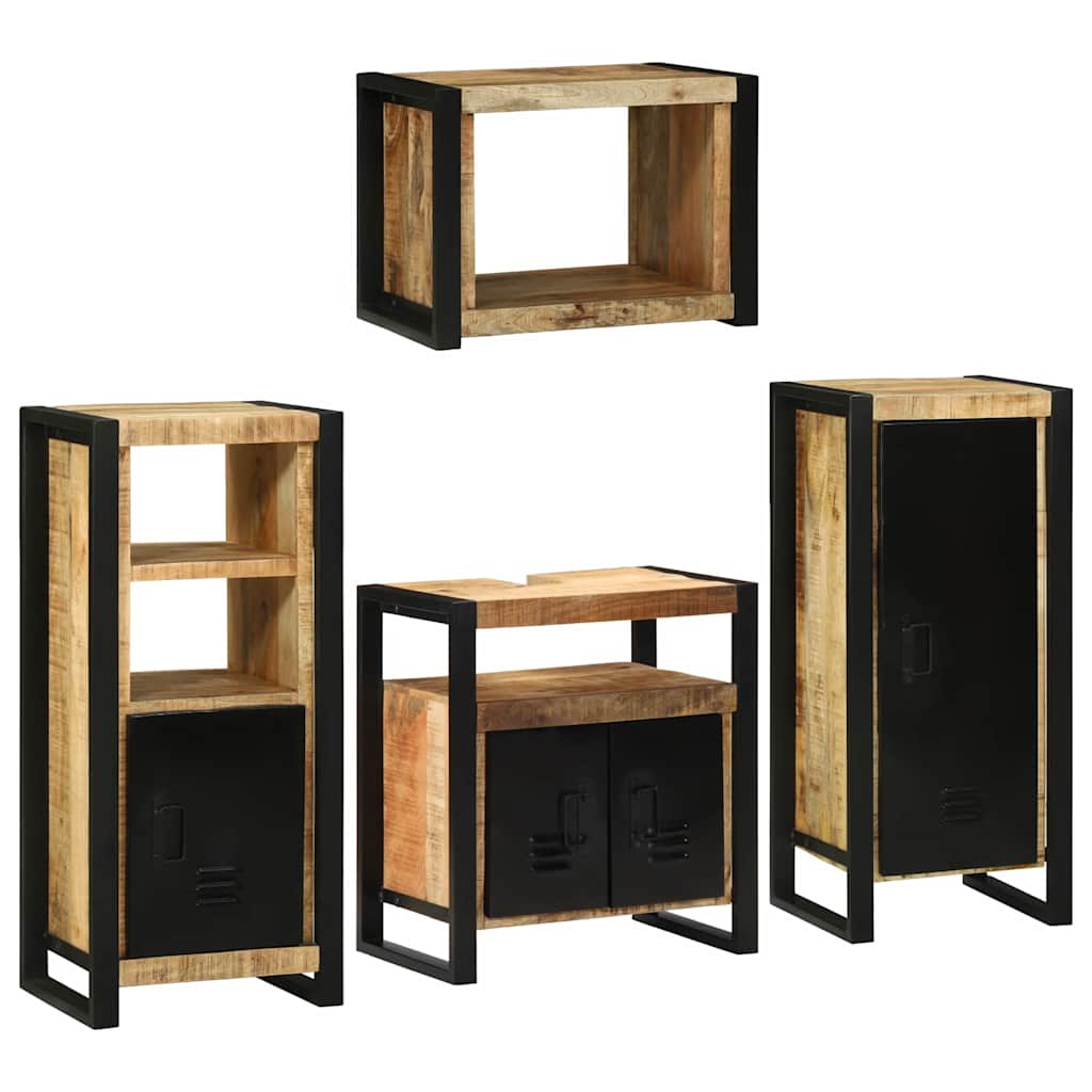 vidaXL Badkamermeubelset Wandgemonteerd 4 pcs Bruin Massief Mango Hout