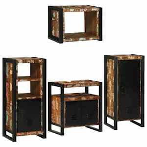 Komplet pohištva za kopalnico 4 pcs Trden recikliran les