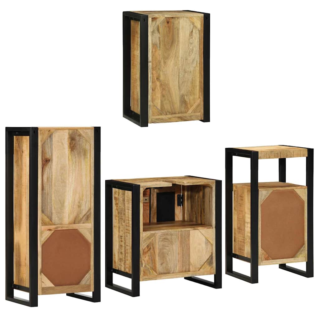 Badkamermeubelset met plank 4 pcs Bruin Massief Mango Hout image 10