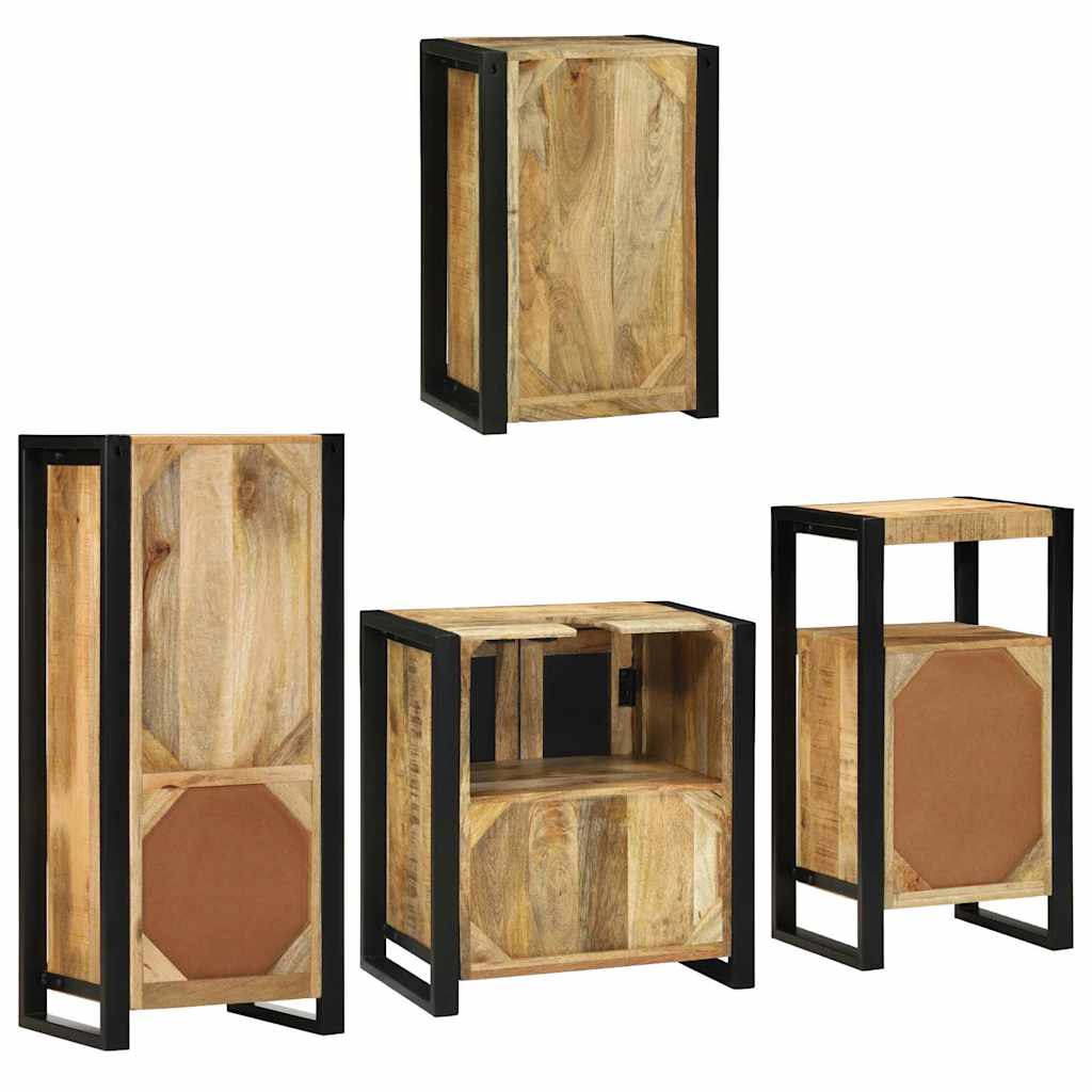 Badkamermeubelset met plank 4 pcs Bruin Massief Mango Hout image 10