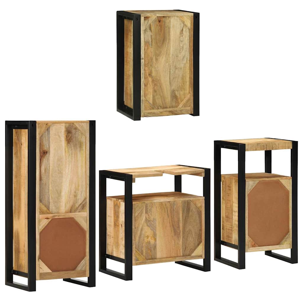 Badkamermeubelset Wandgemonteerd 4 pcs Bruin Massief Mango Hout image 10