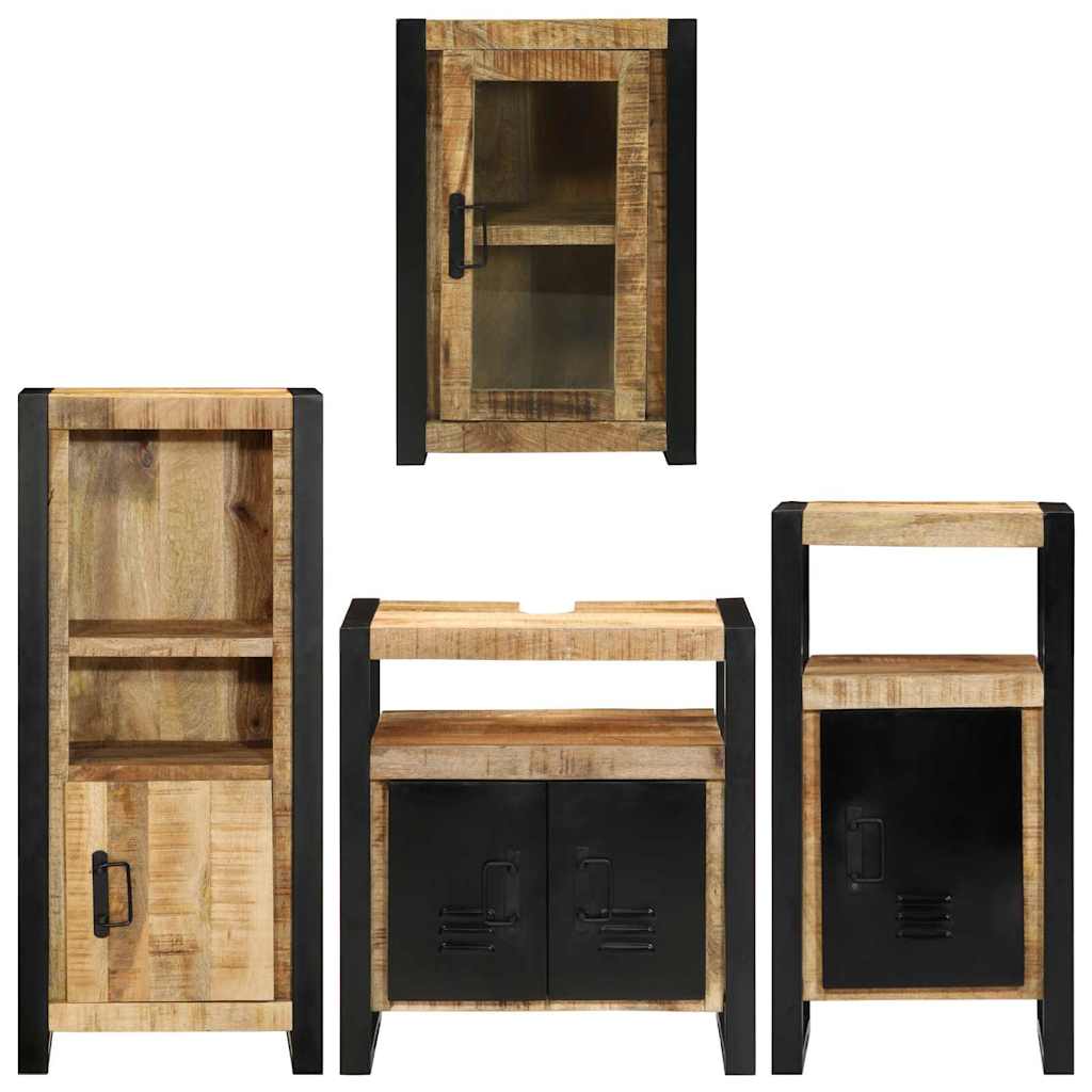 Badkamermeubelset Wandgemonteerd 4 pcs Bruin Massief Mango Hout image 9