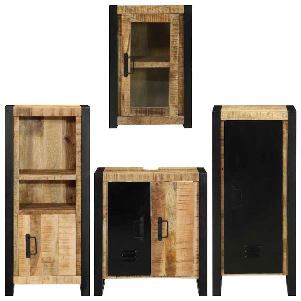 Badkamermeubelset met plank 4 pcs Bruin Massief Mango Hout image 9