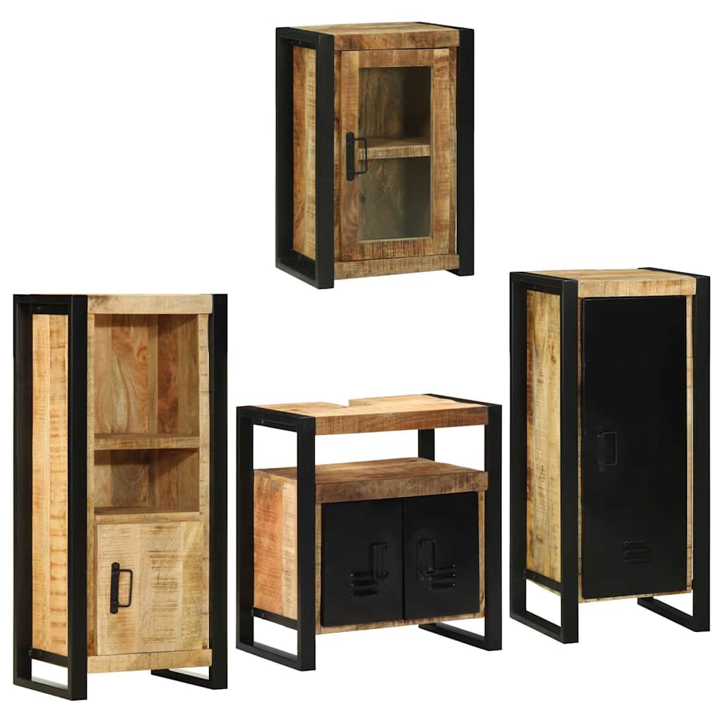 Badkamermeubelset met plank 4 pcs Bruin Massief Mango Hout image 2
