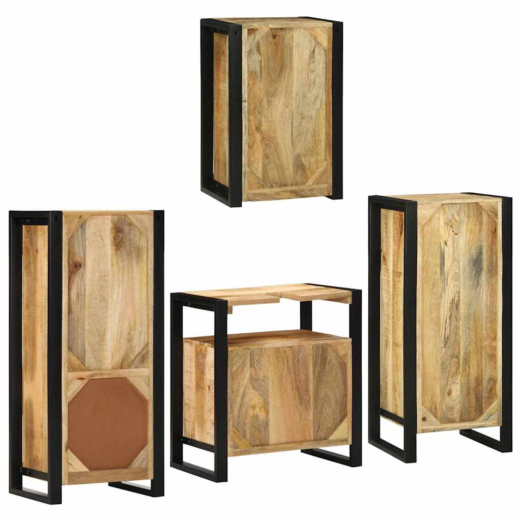Badkamermeubelset met plank 4 pcs Bruin Massief Mango Hout image 10