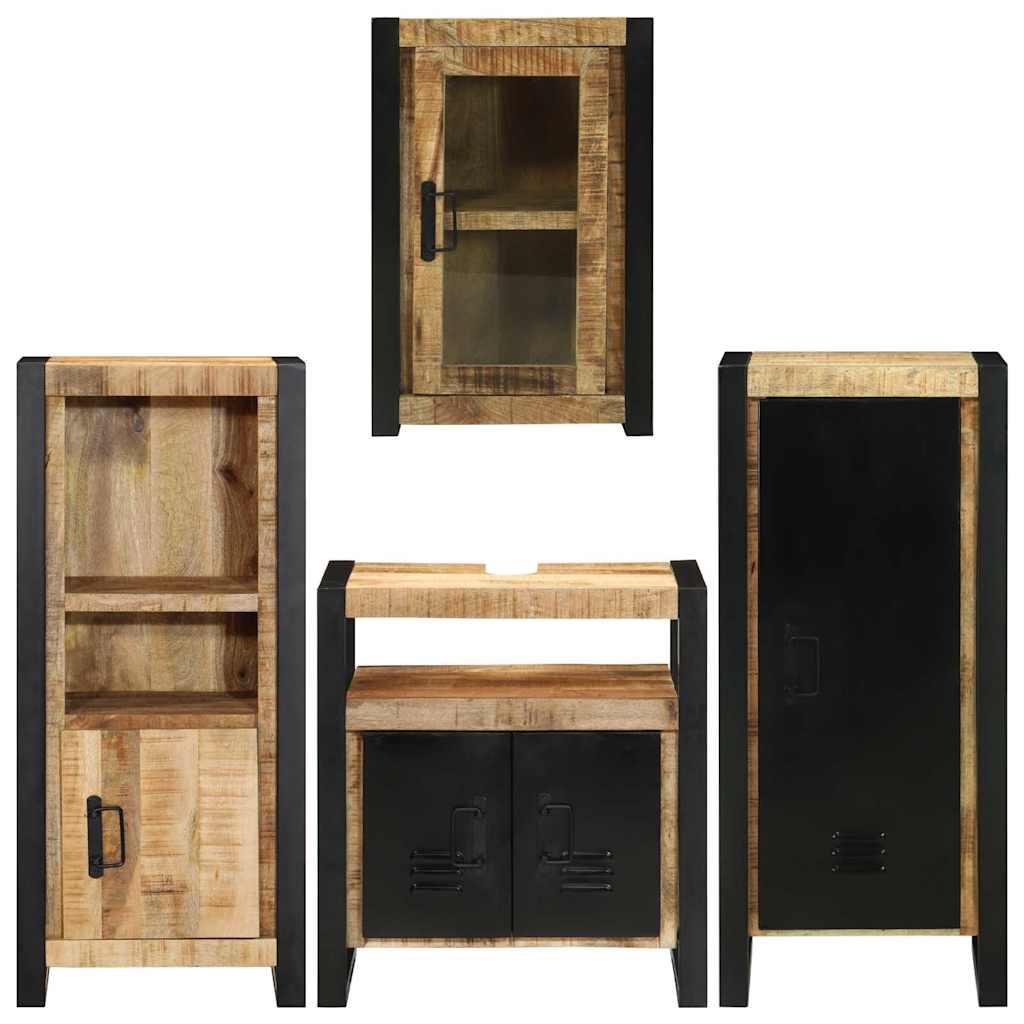 Badkamermeubelset met plank 4 pcs Bruin Massief Mango Hout image 9
