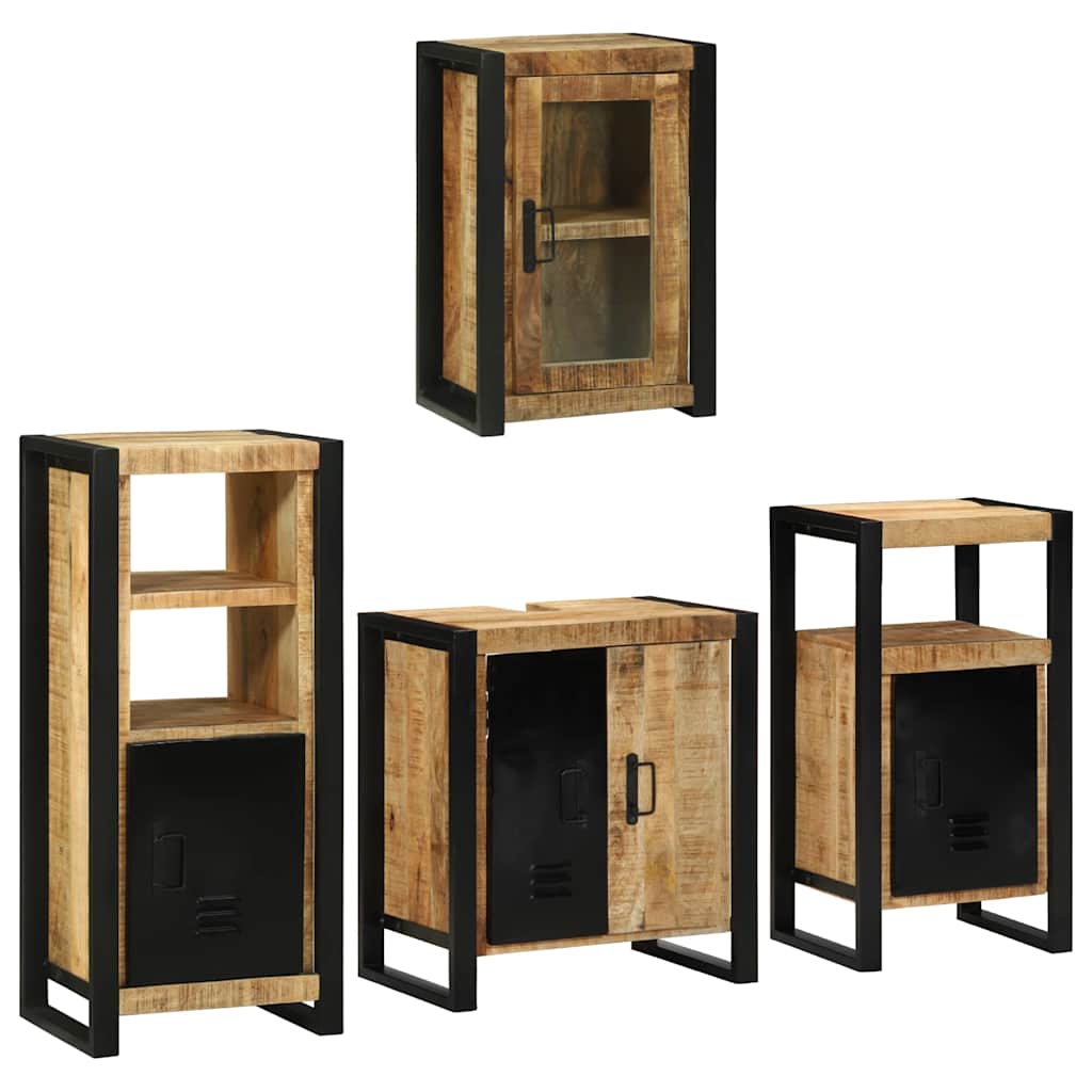 vidaXL Badkamermeubelset Wandgemonteerd 4 pcs Bruin Massief Mango Hout