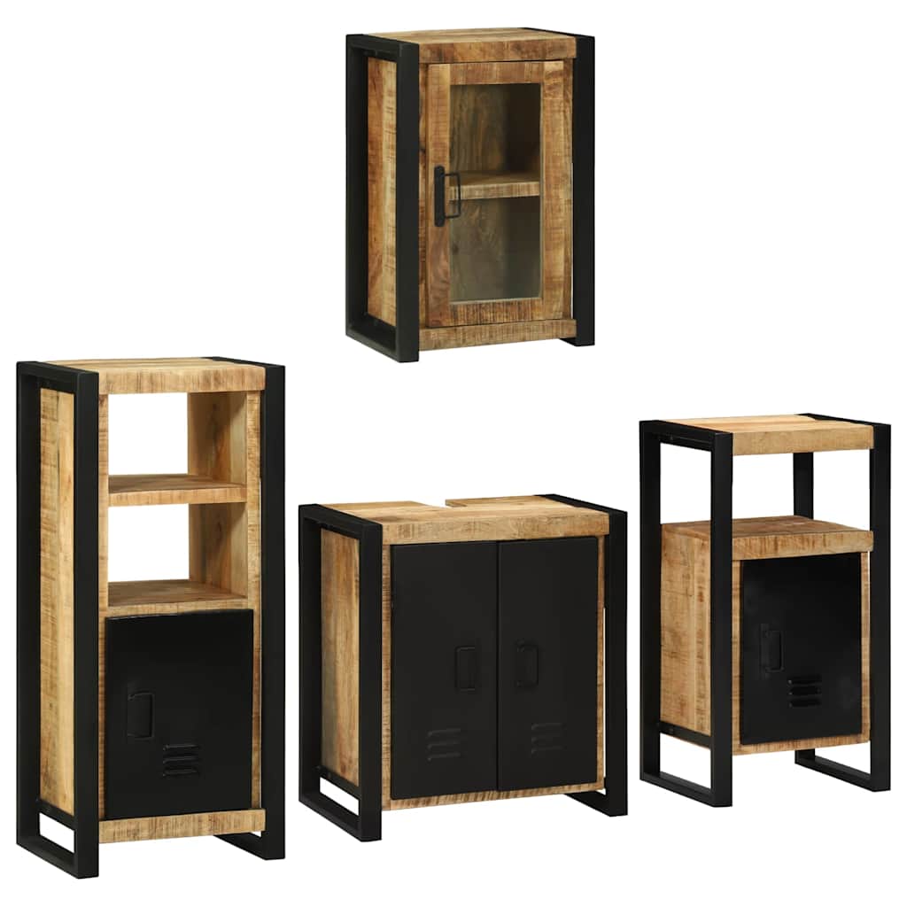 vidaXL Badkamermeubelset Wandgemonteerd 4 pcs Bruin Massief Mango Hout