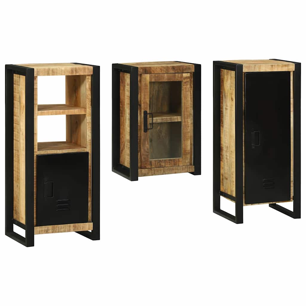 vidaXL Badkamermeubelset Wandgemonteerd 3 pcs Bruin Massief Mango Hout
