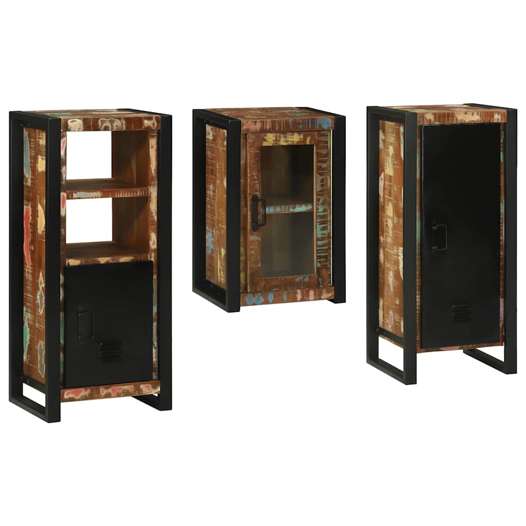 vidaXL Set de mobilier pentru baie cu ușă 3 pcs Lemn recuperat solid