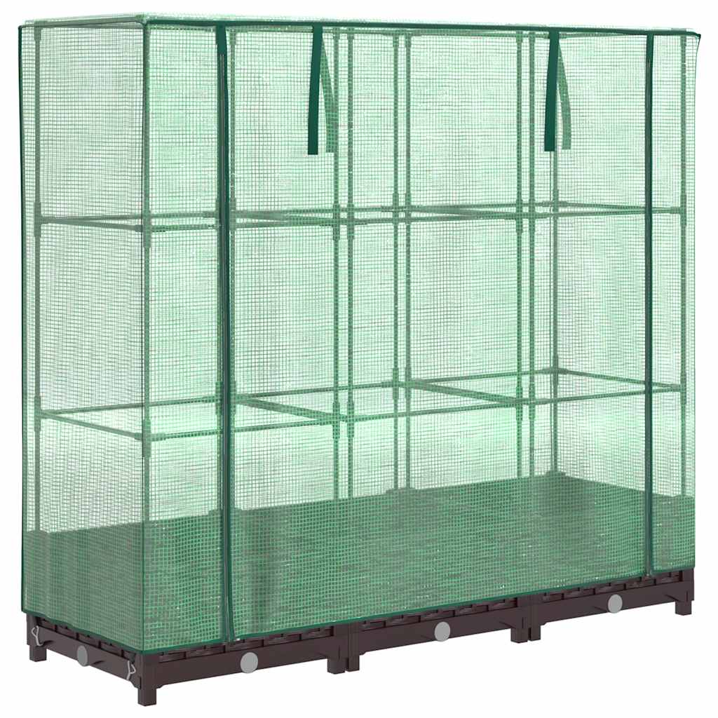 vidaXL Vyvýšený záhon se skleníkem ratanový vzhled 120 x 40 x 123 cm