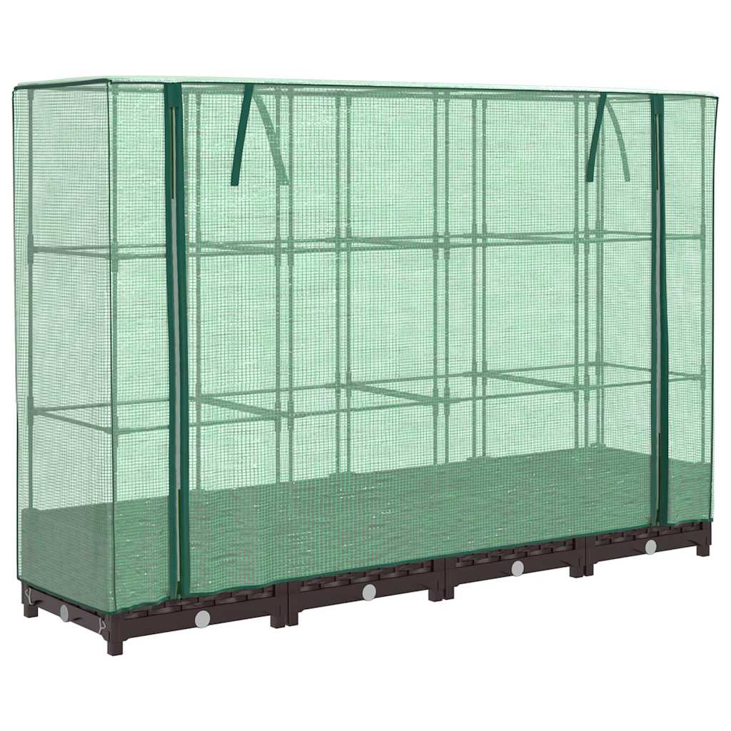 vidaXL Vyvýšený záhon se skleníkem ratanový vzhled 160 x 40 x 123 cm