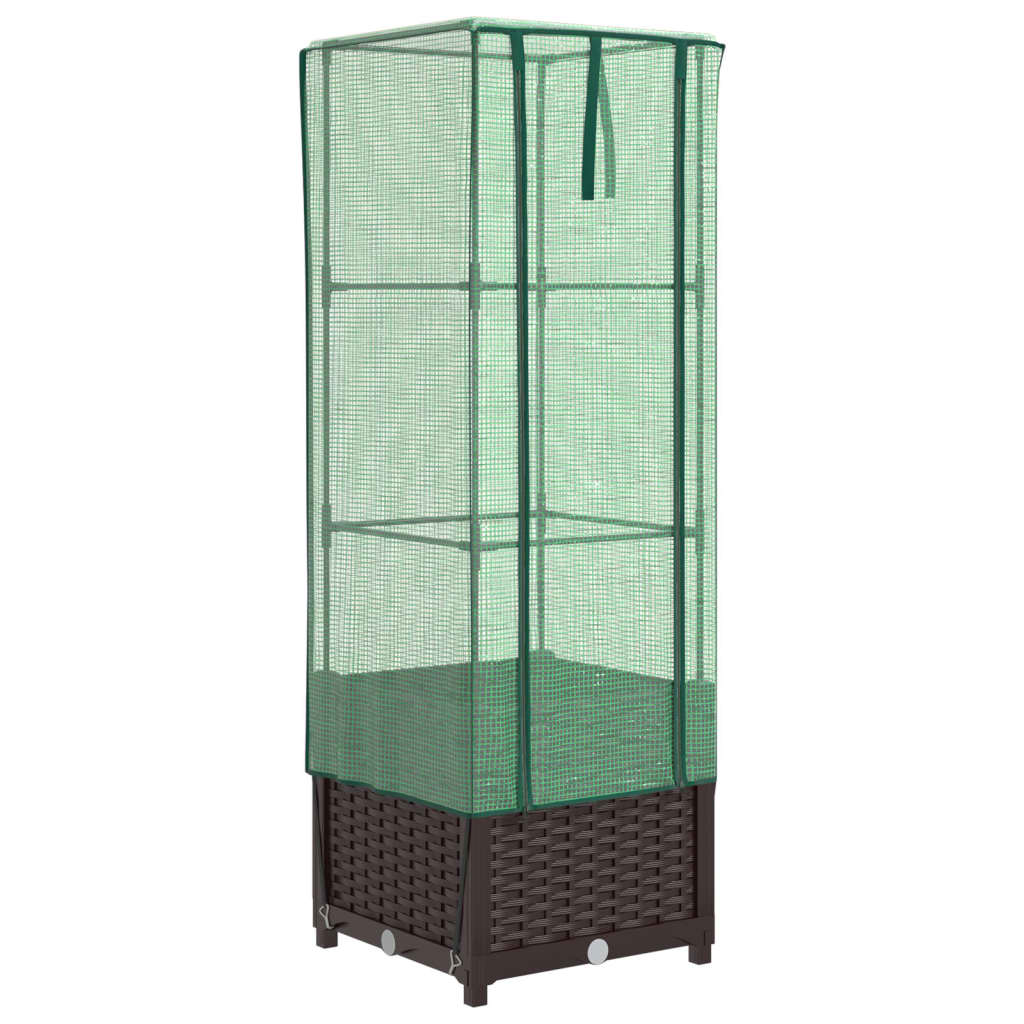 vidaXL Záhon s krytom na skleník ratanový vzhľad 40x40x139 cm