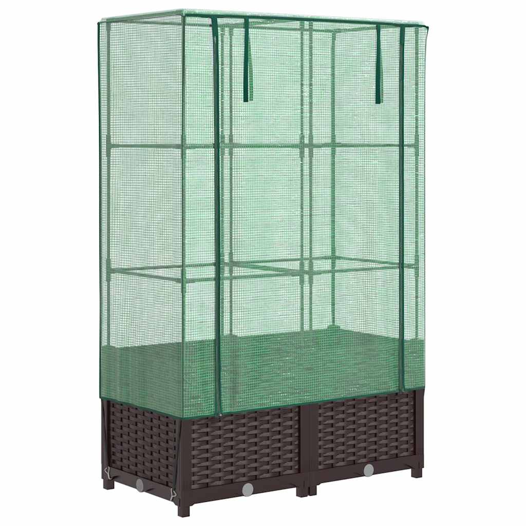 vidaXL Záhon s krytom na skleník ratanový vzhľad 80x40x138 cm