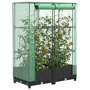 Visoka greda s prevleko za rastlinjak videz ratana 80x40x123 cm