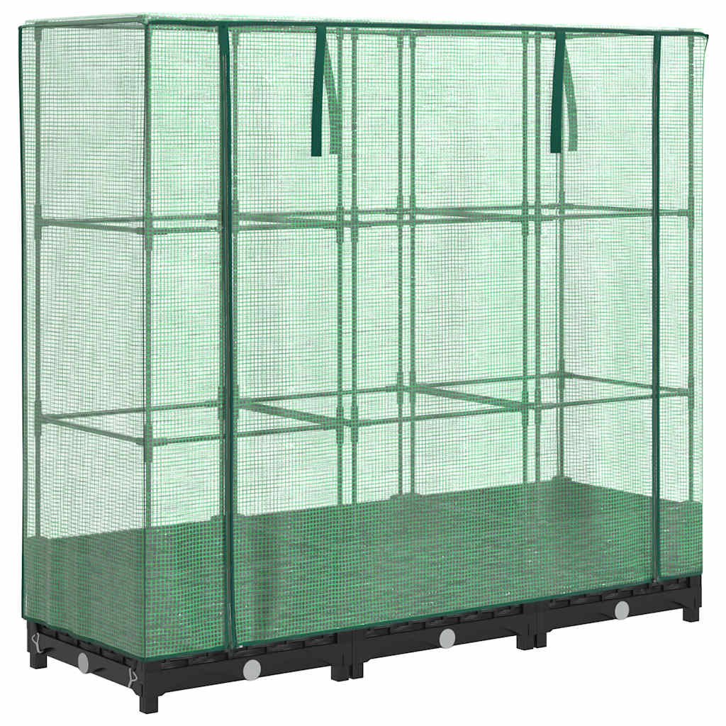 vidaXL Vyvýšený záhon se skleníkem ratanový vzhled 120 x 40 x 123 cm