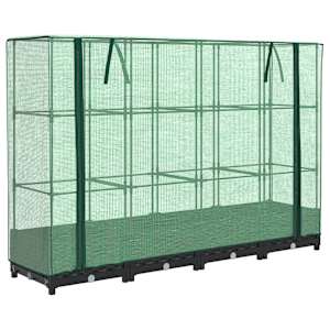 Vyvýšený záhon s krytem na skleník, ratanový vzhled 160 x 40 x 123 cm - obrázek 2