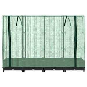 Vyvýšený záhon s krytem na skleník, ratanový vzhled 160 x 40 x 123 cm - obrázek 4