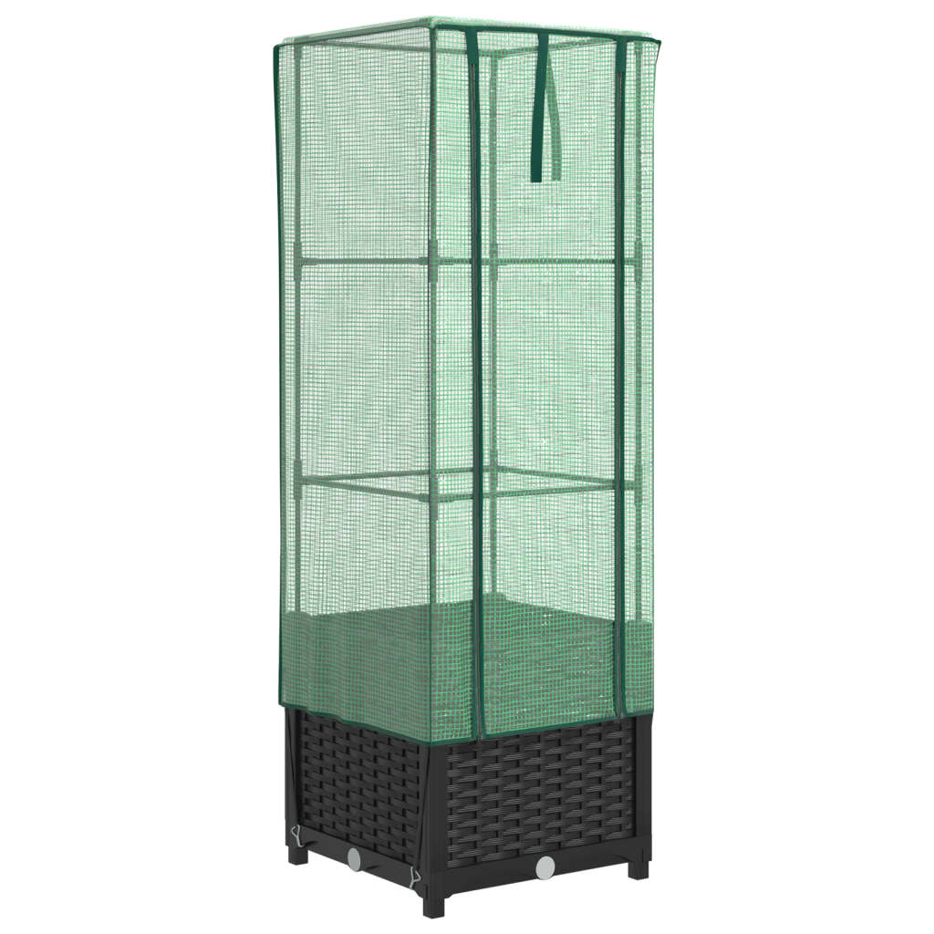 vidaXL Záhon s krytom na skleník ratanový vzhľad 40x40x139 cm