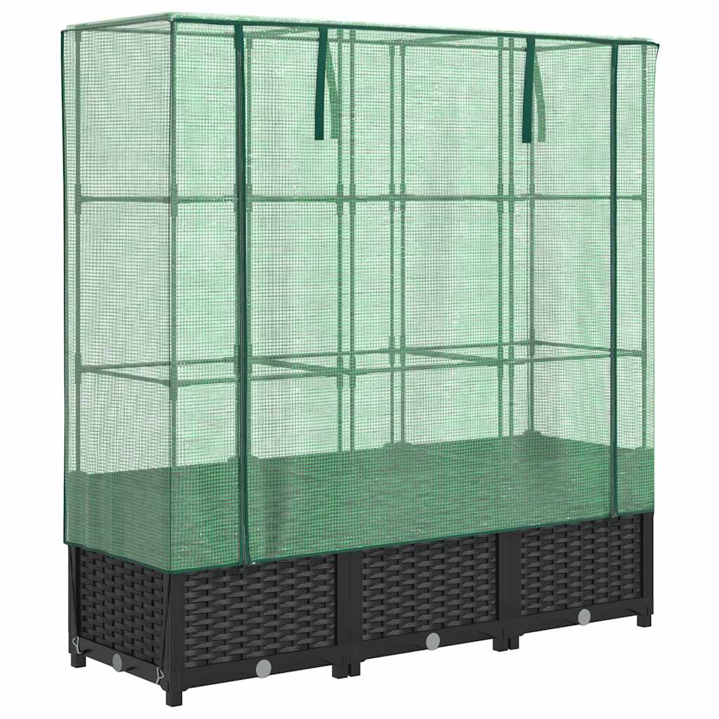 vidaXL Záhon s krytom na skleník ratanový vzhľad 120x40x123 cm