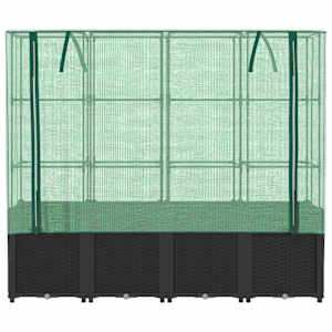 Vyvýšený záhon s krytem na skleník, ratanový vzhled 160 x 40 x 153 cm - obrázek 4