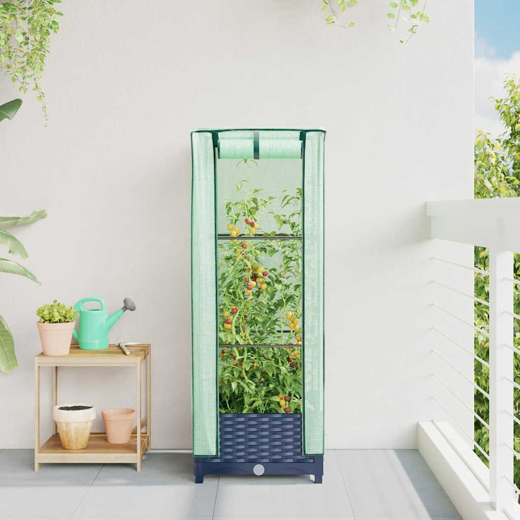 Thumbnail - vidaXL Hochbeet mit Gewächshaus-Aufsatz Rattan-Optik 40x40x123 cm