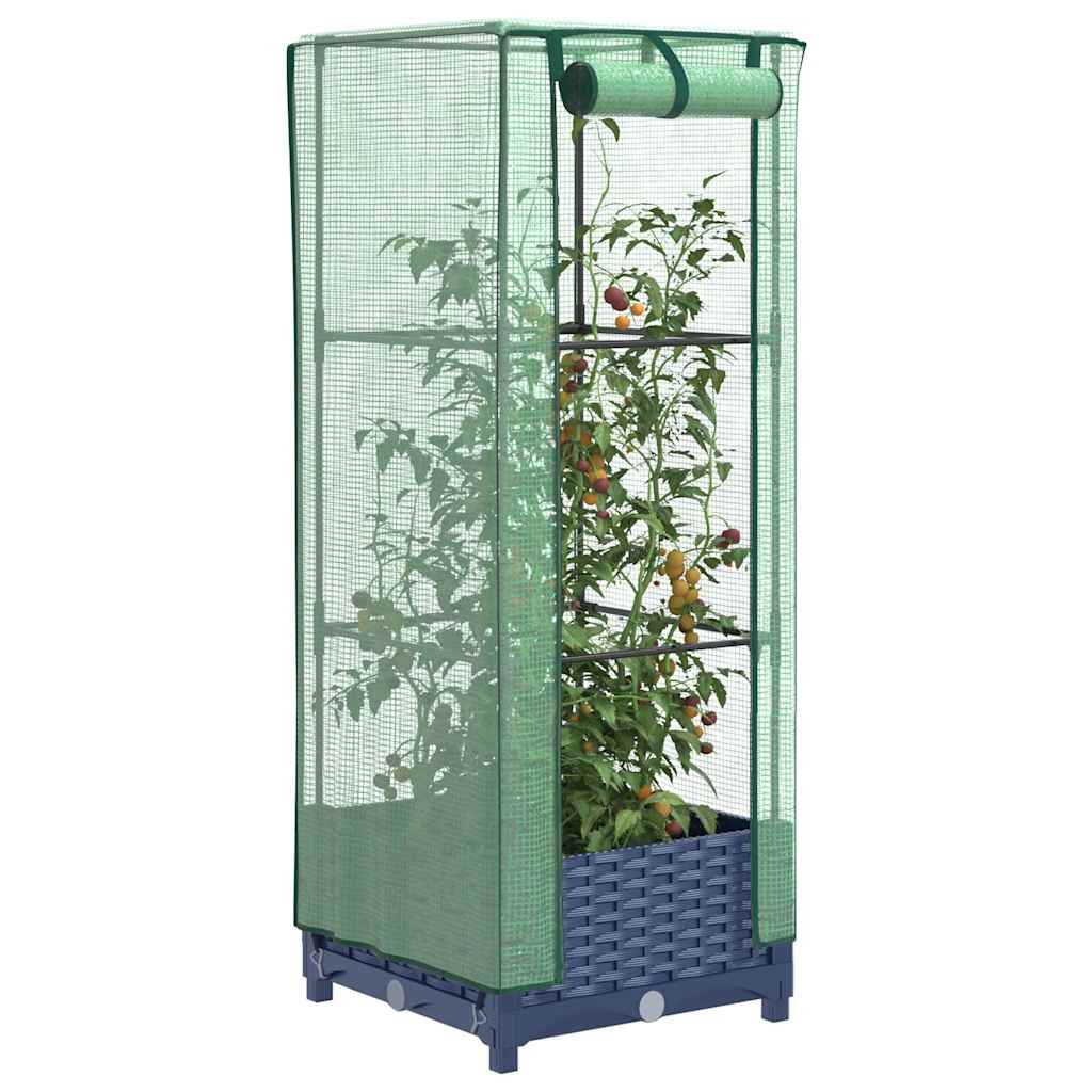 Thumbnail - vidaXL Hochbeet mit Gewächshaus-Aufsatz Rattan-Optik 40x40x123 cm