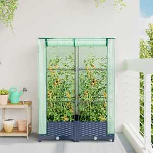 Vyvýšený záhon se skleníkem ratanový vzhled 80 x 40 x 123 cm - obrázek 3