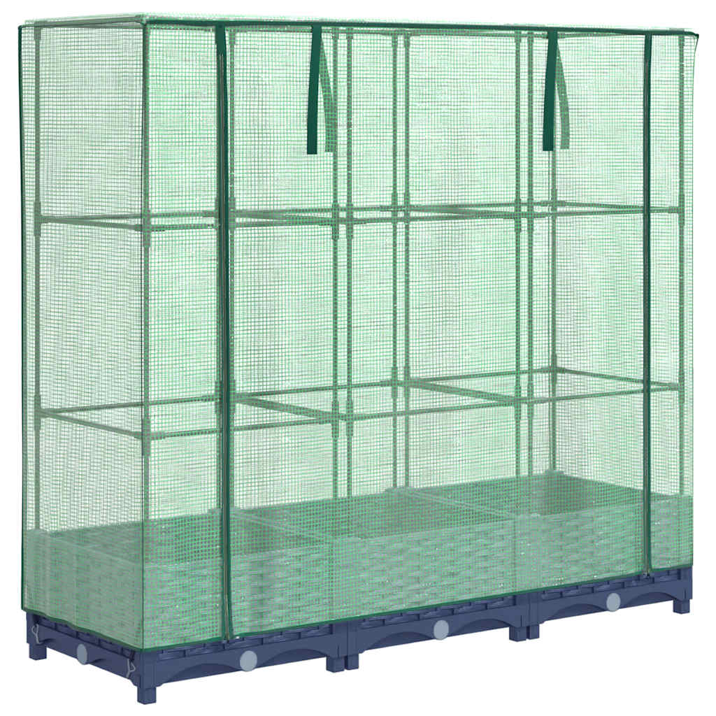vidaXL Vyvýšený záhon se skleníkem ratanový vzhled 120 x 40 x 123 cm