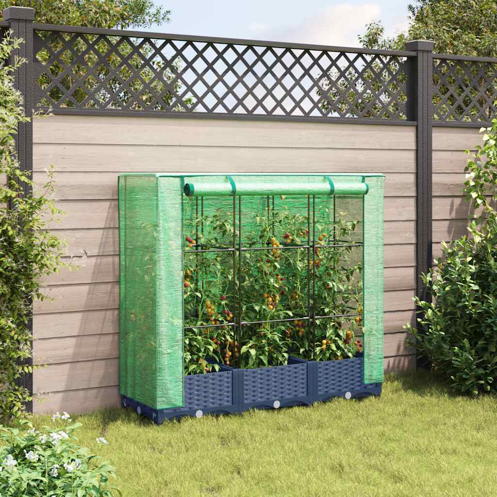 vidaXL rattan megjelenésű magaságyás melegháztakaróval 120x40x123 cm