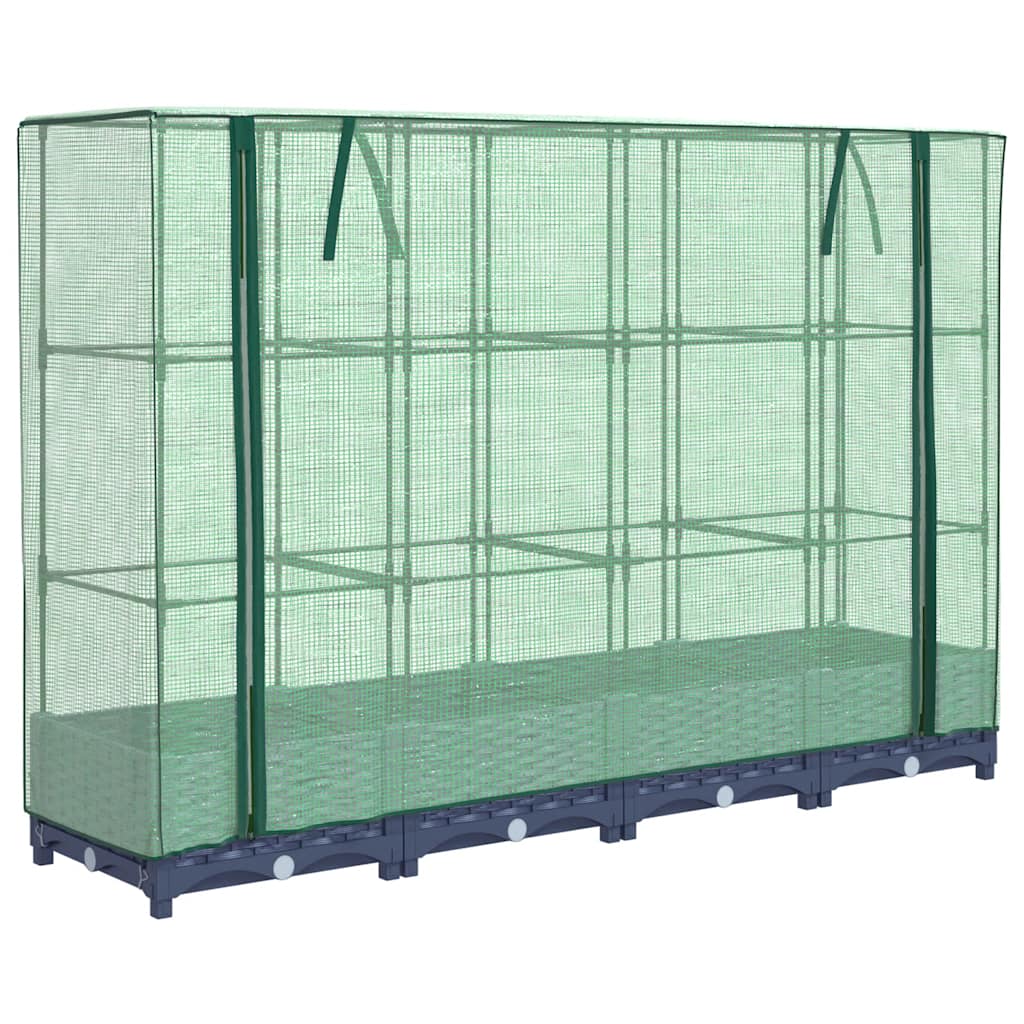 vidaXL Vyvýšený záhon s krytom na skleník, ratanový vzhľad 160x40x123 cm