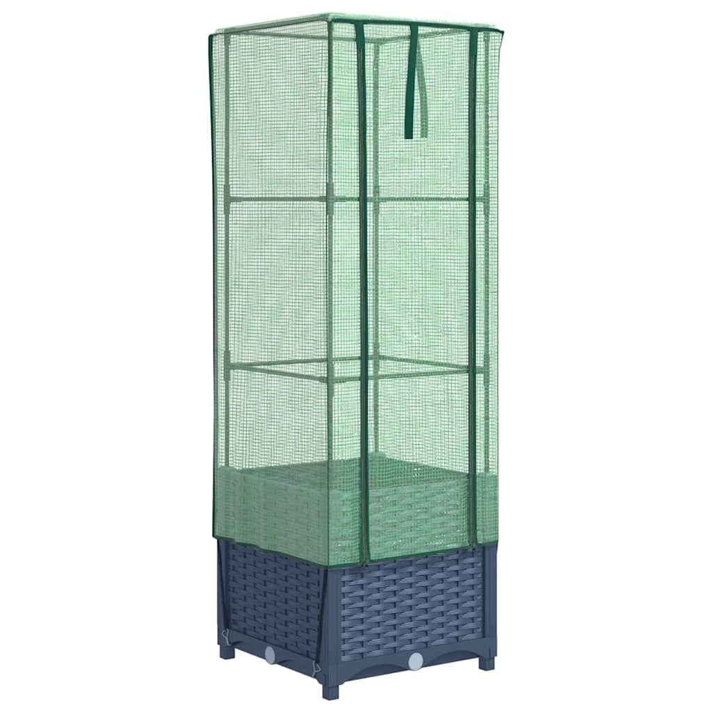 vidaXL Záhon s krytom na skleník ratanový vzhľad 40x40x139 cm