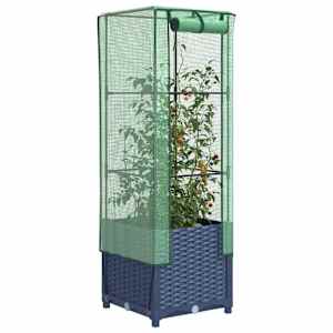 Visoka greda s prevleko za rastlinjak videz ratana 40x40x139 cm