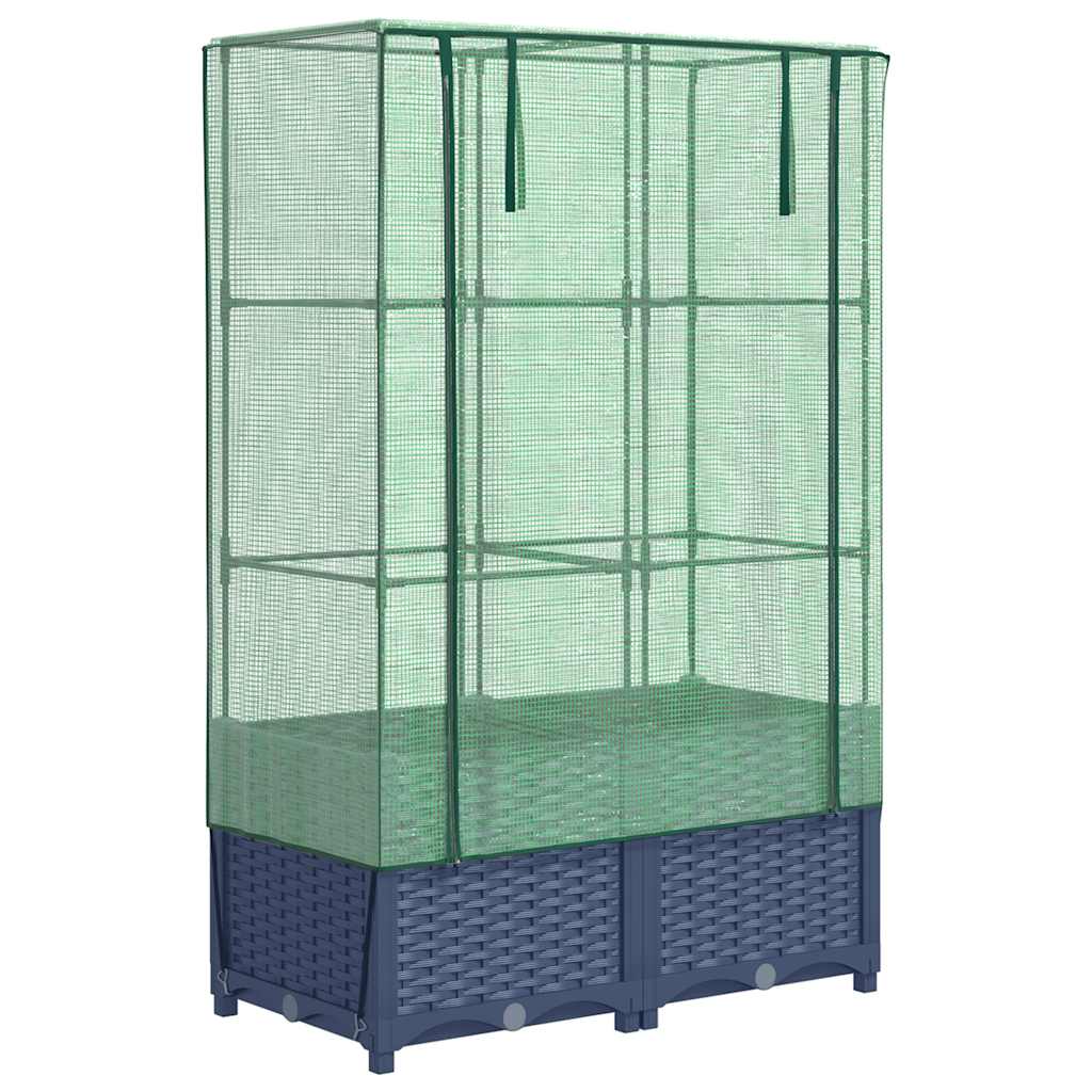 vidaXL Vyvýšený záhon se skleníkem ratanový vzhled 80 x 40 x 138 cm