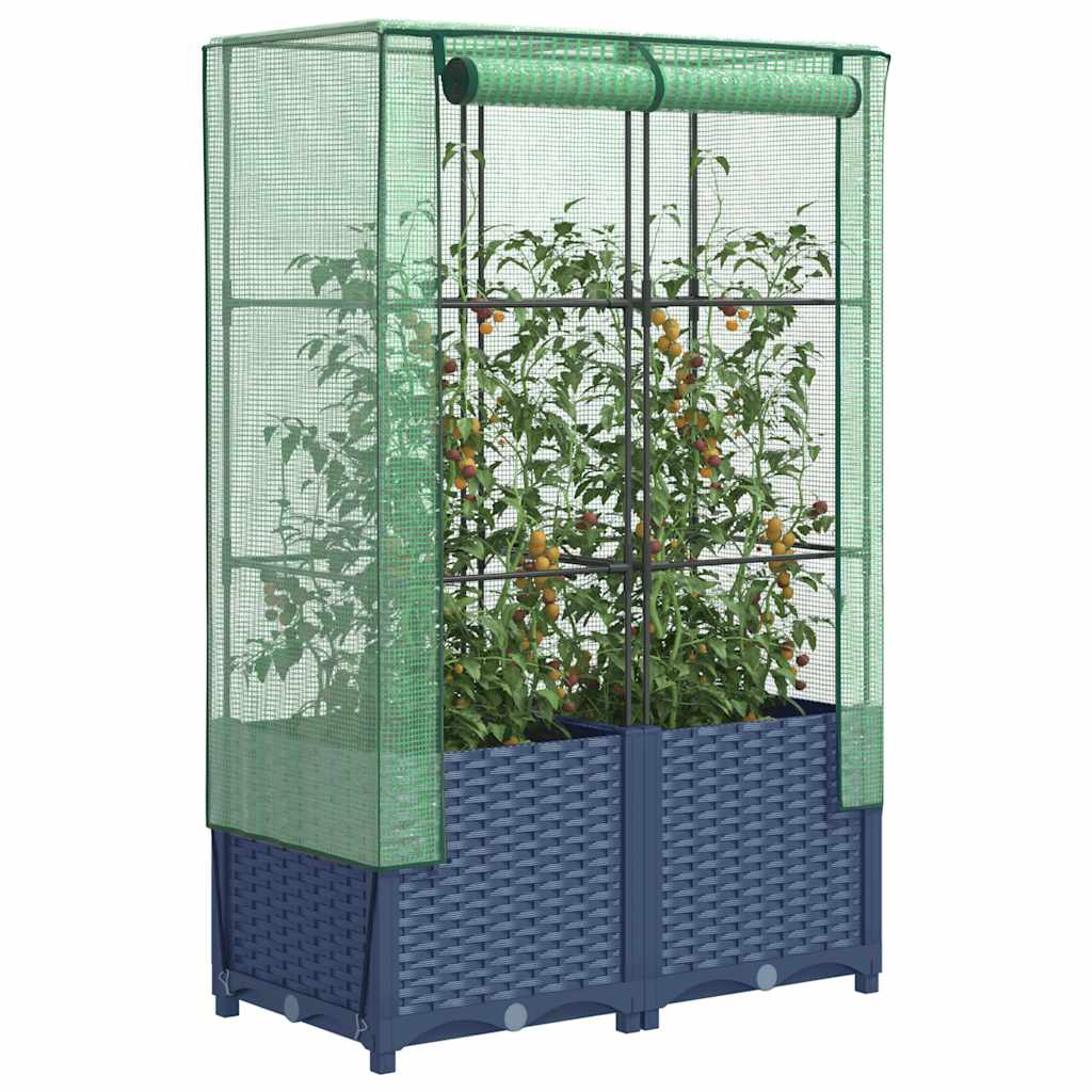 vidaXL Hochbeet mit Gewächshaus-Aufsatz Rattan-Optik 80x40x138 cm