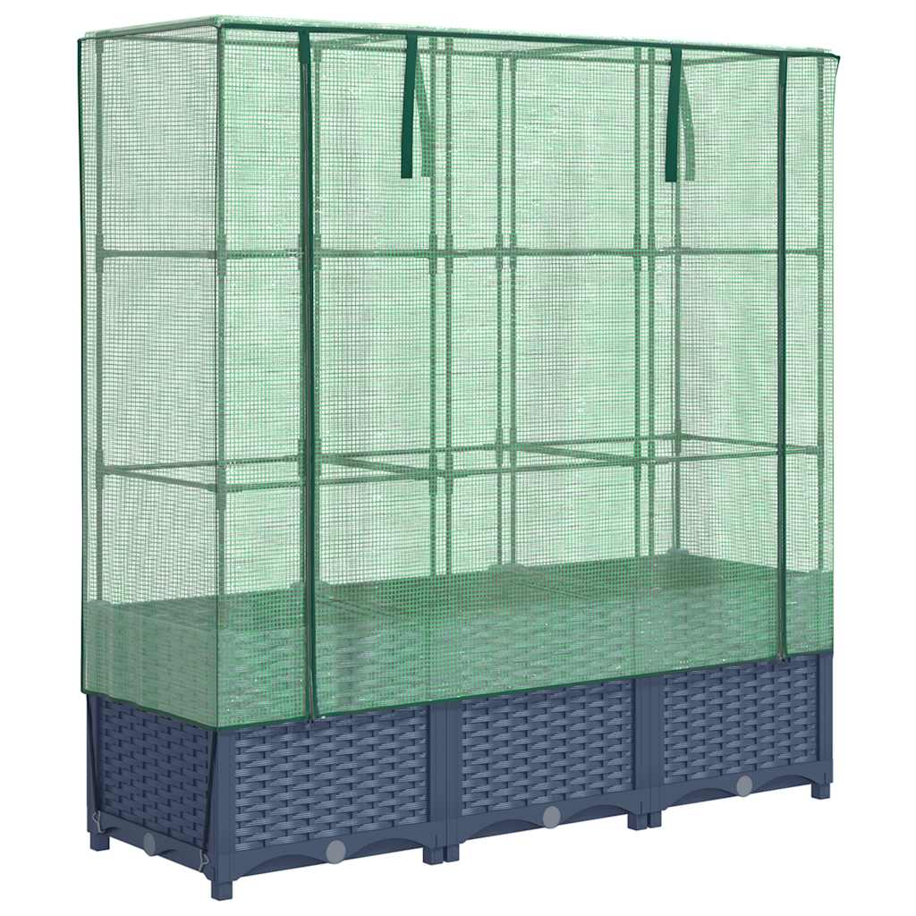 vidaXL Záhon s krytom na skleník ratanový vzhľad 120x40x123 cm
