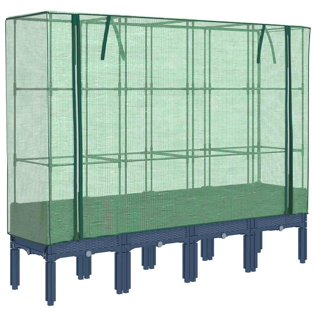 vidaXL Záhon s krytom na skleník ratanový vzhľad 160x40x140 cm