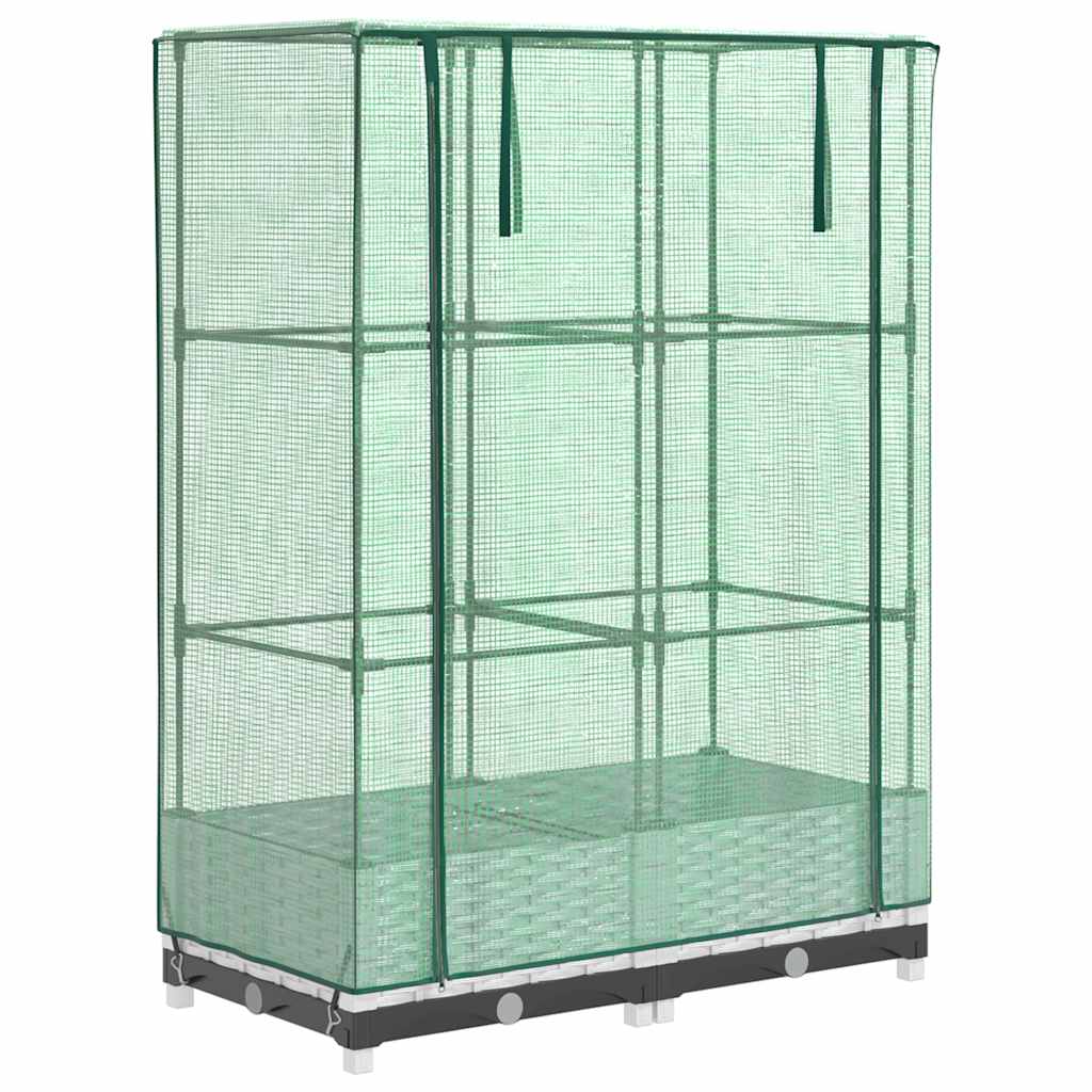 vidaXL Vyvýšený záhon se skleníkem ratanový vzhled 80 x 40 x 123 cm