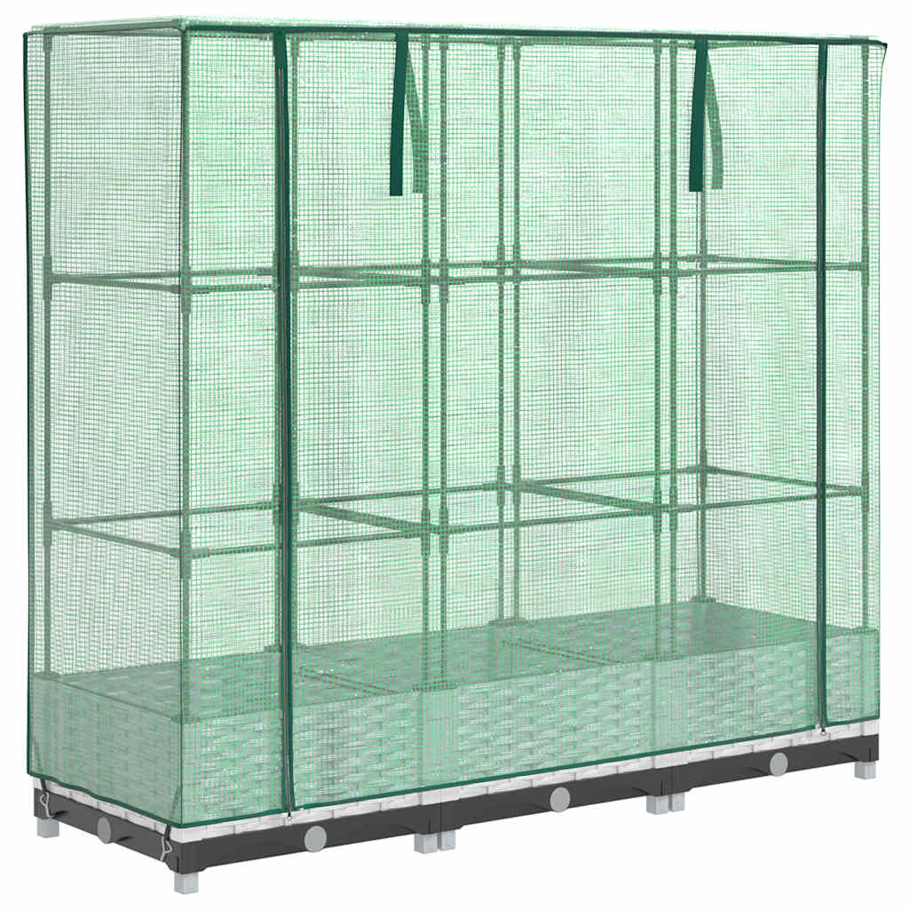vidaXL Vyvýšený záhon se skleníkem ratanový vzhled 120 x 40 x 123 cm